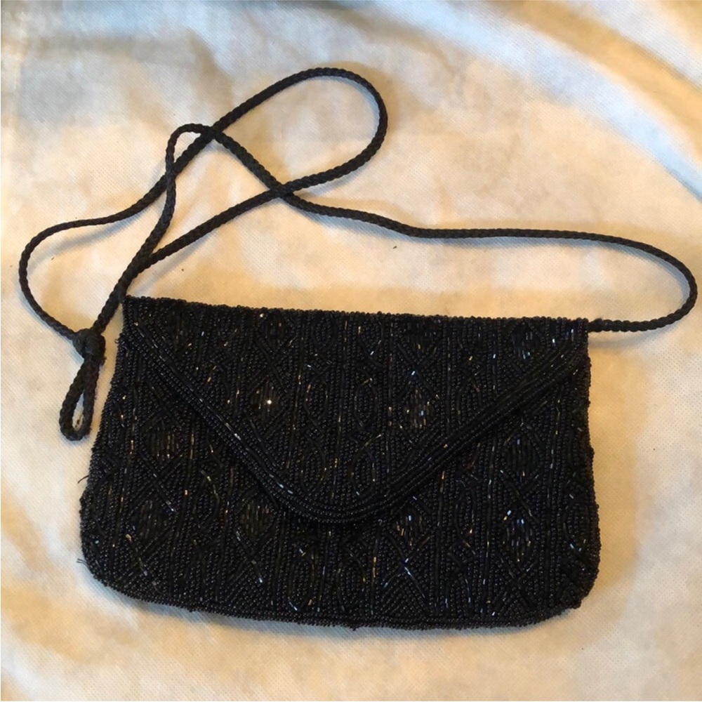 🌟Lovely sparkling bugle beaded rope strap silky inside formal evening bag